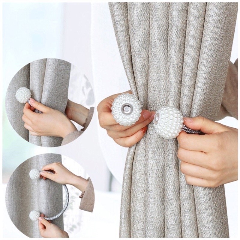 (1 ชุด 2 ชิ้น LUXURY BEADED MAGNETIC CURTAINS FIXING BELTS) สะดวก ใช้งานง่าย สวย อินเทรนด์ TFX