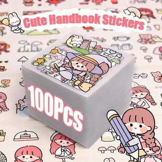 100 ชิ้น การ์ตูนน่ารัก สติกเกอร์ PET ใส Kawaii เครื่องเขียน สติกเกอร์ คู่มือ DIY รูปแบบสร้างสรรค์ สติกเกอร์ อุปกรณ์ตกแต่ง
