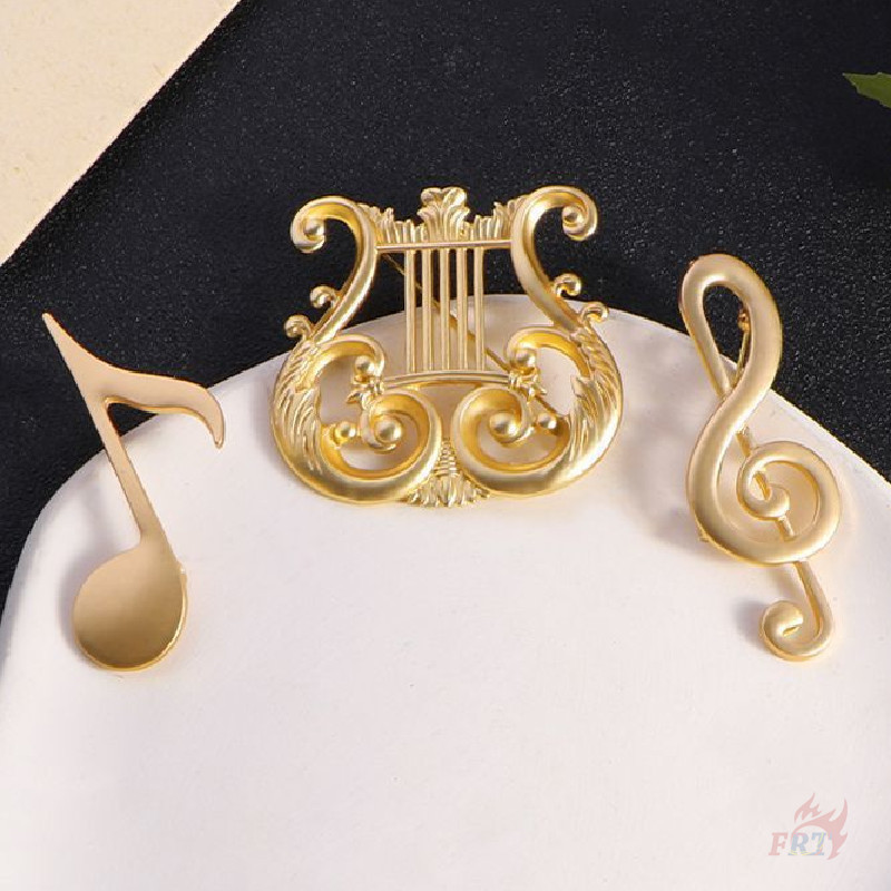 ★ เข็มกลัด รูปพิณ แปดโน้ต G Clef สีทอง ★ 1 ชิ้น สัญลักษณ์ดนตรี Doodle เคลือบ Pins กระเป๋าเป้สะพายหลัง กระดุมเข็มกลัด