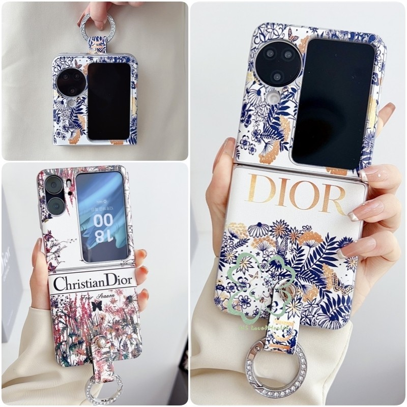 เคสโทรศัพท์มือถือหนัง แบบฝาพับ กันกระแทก ลายดอกไม้ พร้อมสายคล้องข้อมือ สําหรับ OPPO Find N3 N2