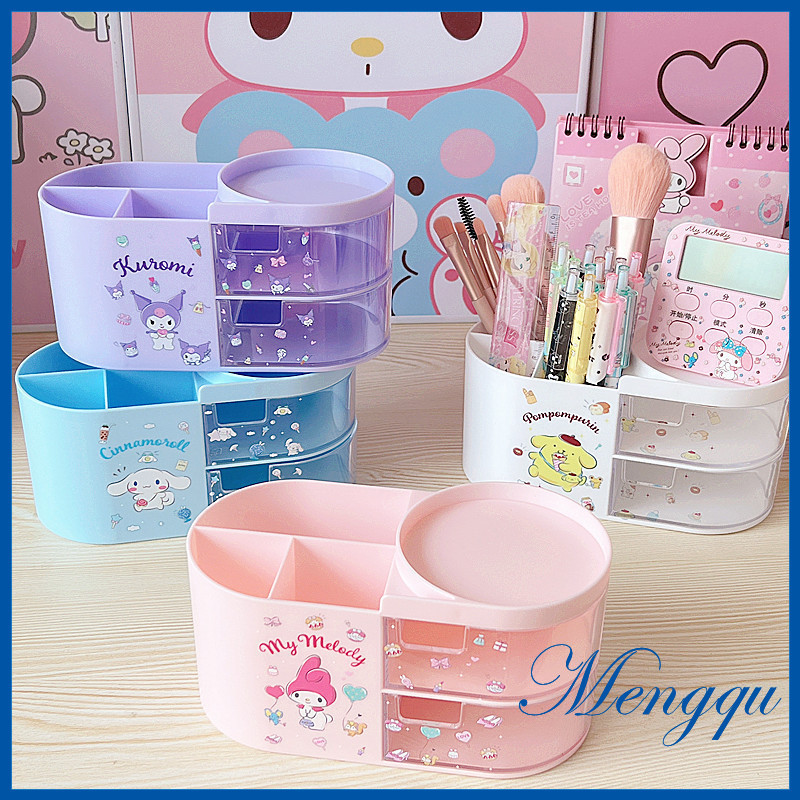 Sanrio กล่องลิ้นชักเก็บปากกา เครื่องเขียน เครื่องสําอาง อเนกประสงค์ จุของได้เยอะ ลาย Kuromi Cinnamoroll Melody ขนาดเล็ก