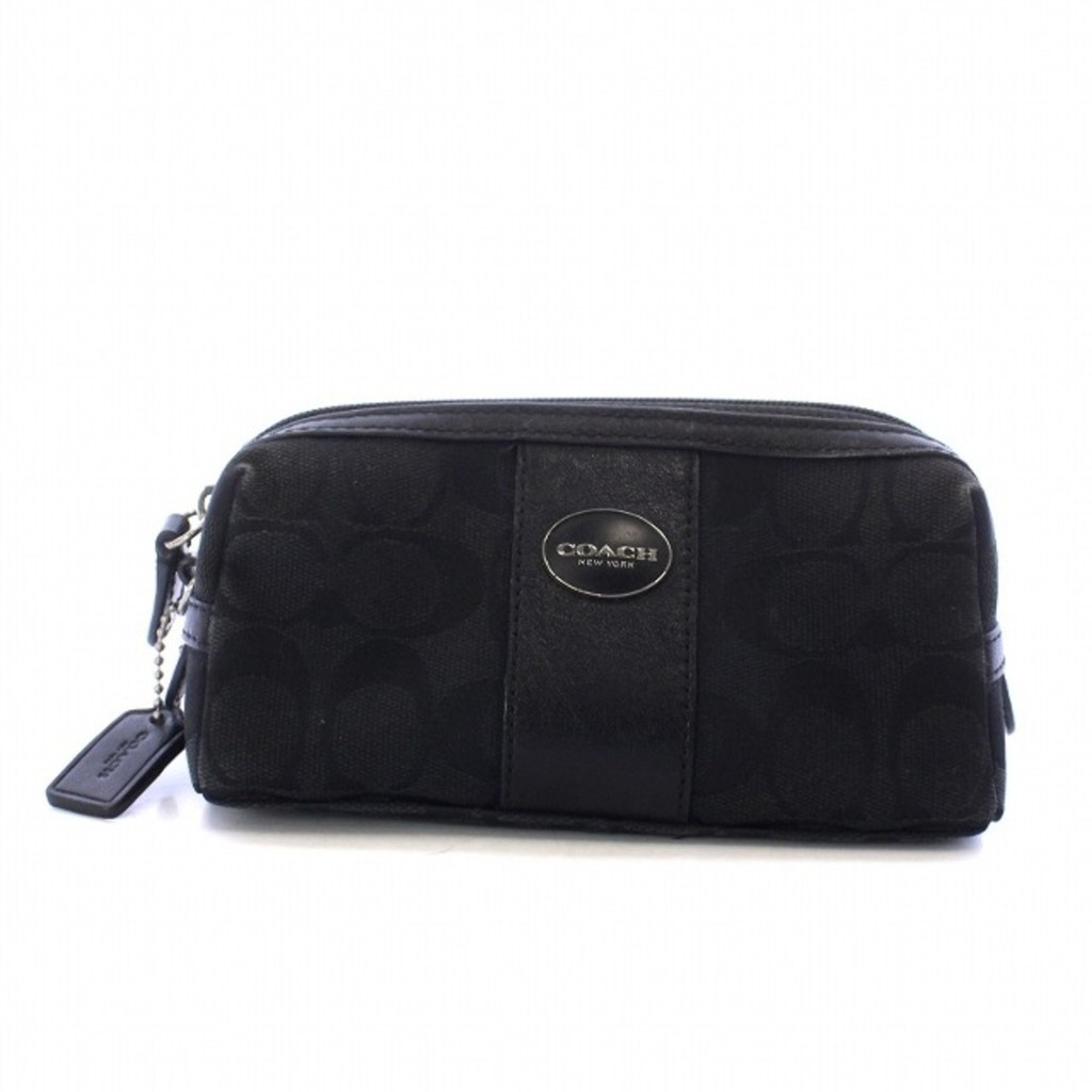 Coach Pouch Makeup Pouch Cosmetic Accessory Case Signature Black F48444 Direct from Japan Secondhand
