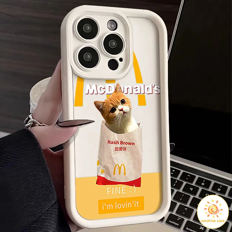 เคสโทรศัพท์มือถือ TPU ป้องกันสี่ด้านของลูกแมวของ McDonald ไอโฟน11 For iPhone 11 12 13 14 15Pro MAX X XS XR XS 6 7 8Plus