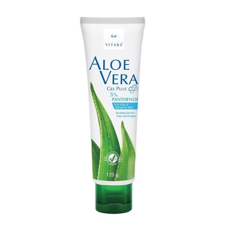 Vitara Aloe Vera Gel Plus 5% Panthenol for Kids & Sensitive Skin ไวทาร่า อโลเวร่า เจล พลัส 5% แพนทีนอล ขนาด 120 g.