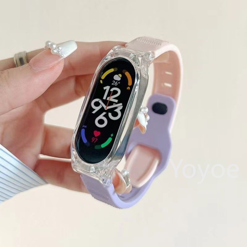 12 มม.สําหรับ Xiaomi Mi Band 9 8 7 6 5 NFC สร้อยข้อมือกีฬาสายรัดข้อมือซิลิโคนเปลี่ยน Xiao Mi Band 3 4 5 6 Correa ข้อมืออุปกรณ์เสริม
