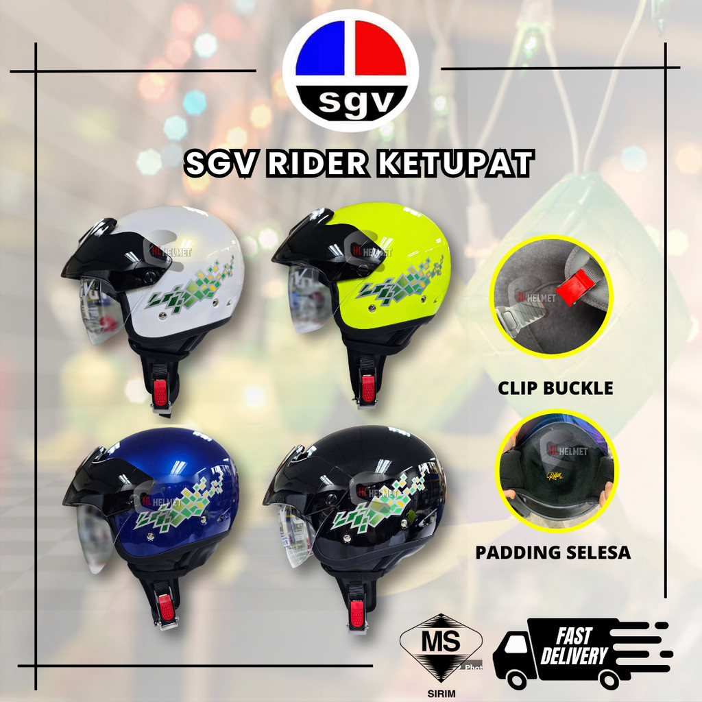 หมวกกันน็อค SGV Rider KETUPAT STENG สําหรับผู้ใหญ่ (SGV KETUPAT Keledar Hat)-SGV Half Sirim Design Agv Bali Zoo Agv Rider