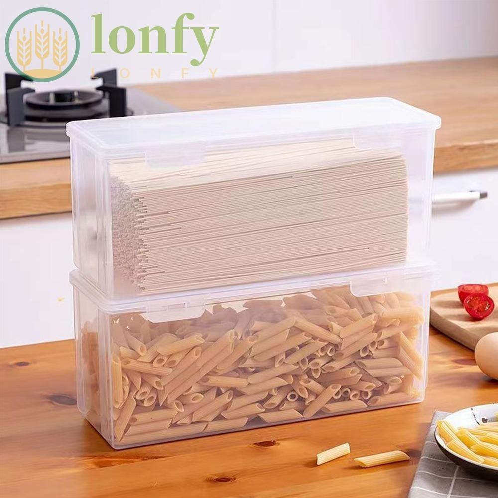 Lonfy กล่องเก็บเส้นก๋วยเตี๋ยว พลาสติก ความจุขนาดใหญ่ ทนทาน ใช้ง่าย พร้อมฝาปิด สําหรับบ้าน ห้องครัว ตู้เย็น 2 ชิ้น