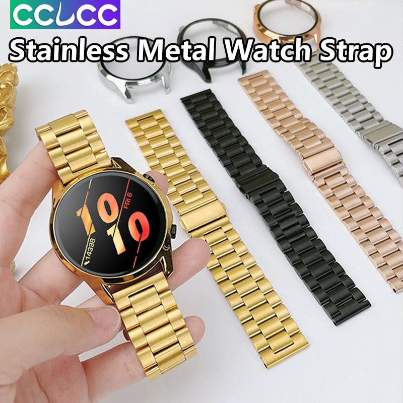 Cclcc สายนาฬิกาข้อมือสมาร์ทวอทช์ สเตนเลส โลหะ 18 มม. 20 มม. 22 มม. 24 มม. สีพื้น สําหรับ Samsung Galaxy Watch 6 5 4 44 มม. 40 มม. 6 Classic HUAWEI Watch GT 4 3 2 Pro 46 มม. 42 มม. 41 มม.