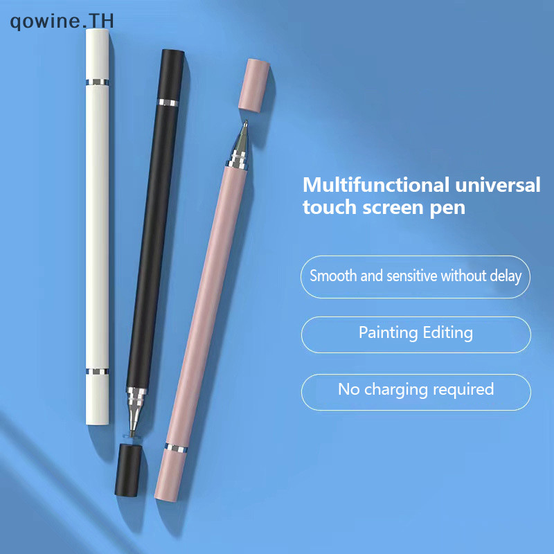 [qowine] 2 In 1 ปากกาสไตลัส สําหรับโทรศัพท์มือถือ แท็บเล็ต ทัชสกรีน ดินสอ สําหรับ Samsung Android โทรศัพท์ หน้าจอ ดินสอ TH