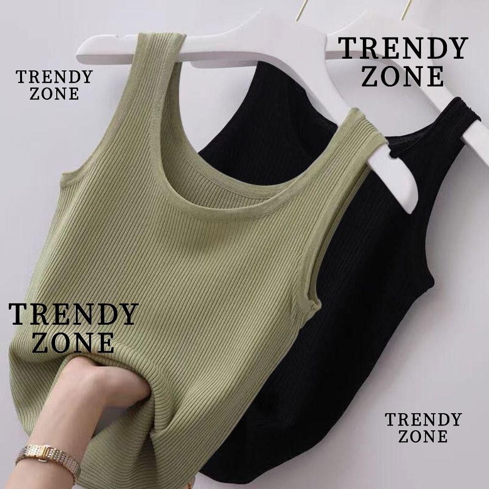 Trendyzone เสื้อสายเดี่ยว แขนกุด ผ้าโพลีเอสเตอร์ สีพื้น เหมาะกับฤดูใบไม้ผลิ และฤดูร้อน สําหรับผู้หญิง 2024