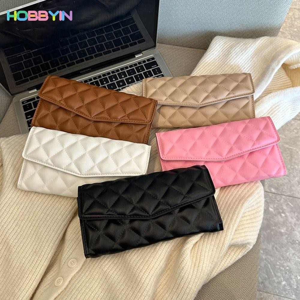HOBBYIN กระเป๋าสตางค์ ใบยาว หนัง PU ทรงคลัทช์ ความจุขนาดใหญ่ อเนกประสงค์ แฟชั่นสําหรับสตรี