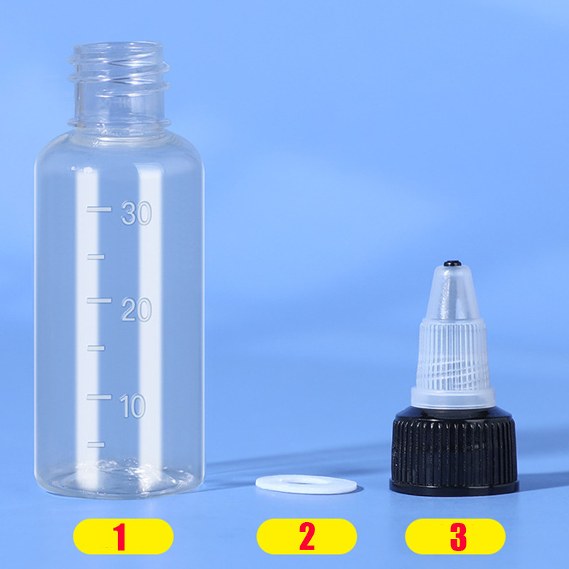 1pc Scale บีบชี้ขวดขวดน้ํา 10/20/30/40/50/100ML ขวดพลาสติกโปร่งใสภาพวาดหมึกเจลปรับ Dispensing ขวด
