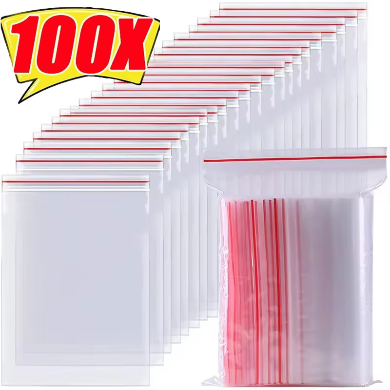 100 ชิ้น/แพ็คถุงซีลพลาสติกใส-Resealable Vacuum Fresh Organizer Bag-เครื่องประดับรวบรวมกระเป๋า