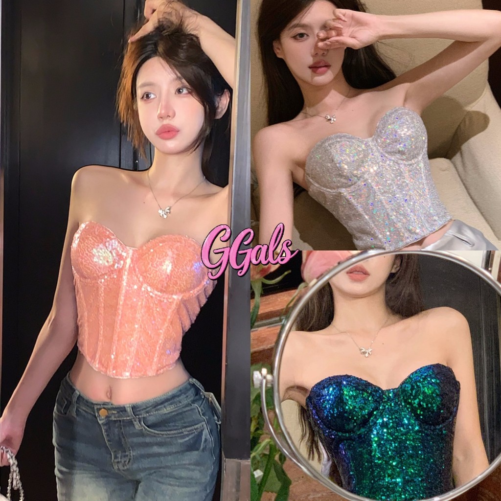 🌼GGals​🌼เสื้อเกาะอก สีสดใส มีฟองน้ำยืดตามตัว เสื้อผ้าผู้หญิง สไตล์เกาหลี ทรงสวย ใส่สบาย ส่งไวจากไทย