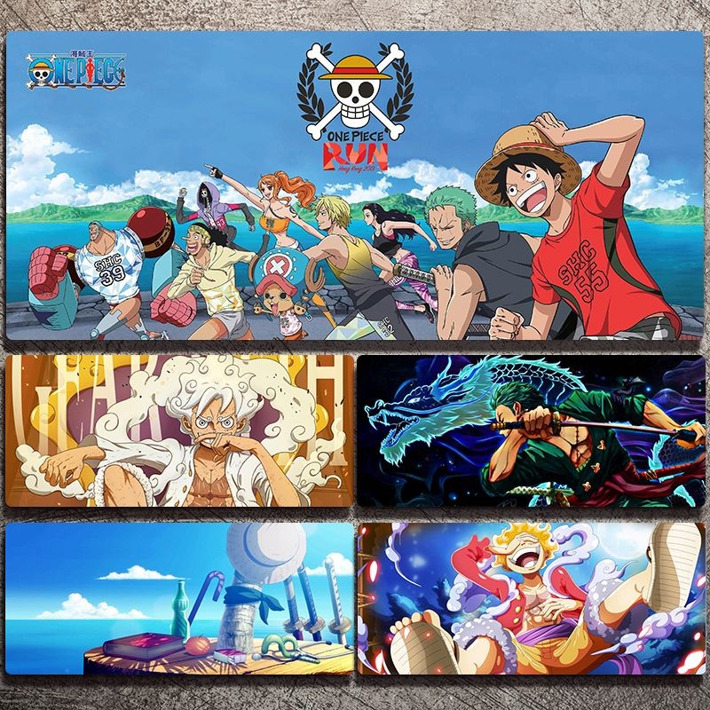 แผ่นรองเมาส์ One Piece ขนาดใหญ่อะนิเมะ Boy Zoro Nika ที่กําหนดเองแผ่นรองแป้นพิมพ์หนาขนาดใหญ่สองมิติ