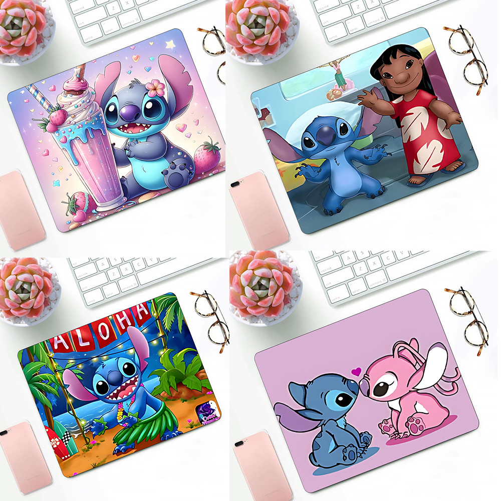 น่ารักอะนิเมะคู่ Stitch Gaming Mouse Pad XS แผ่นรองเมาส์ขนาดเล็กสําหรับ PC Gamer เดสก์ท็อปตกแต่งสํานักงานแผ่นรองเม้าส์ Deskmat พรม