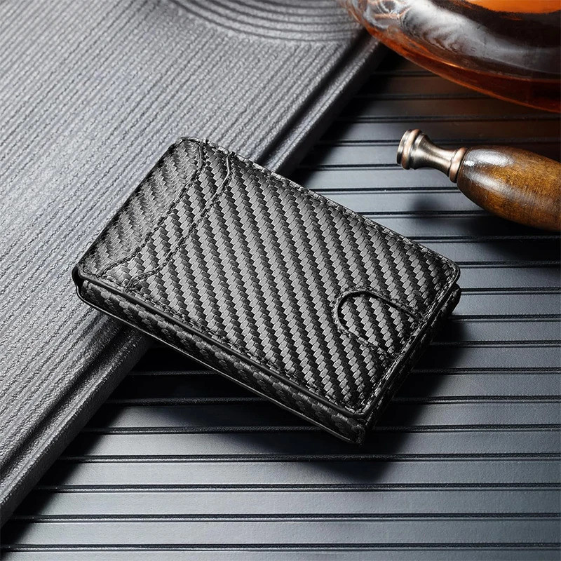 กระเป๋าสตางค์ผู้ชาย RFID Anti-theft Brush Pop-up Card Holder Simple Portable Bi-Fold Aluminium Box Credit Card Holder