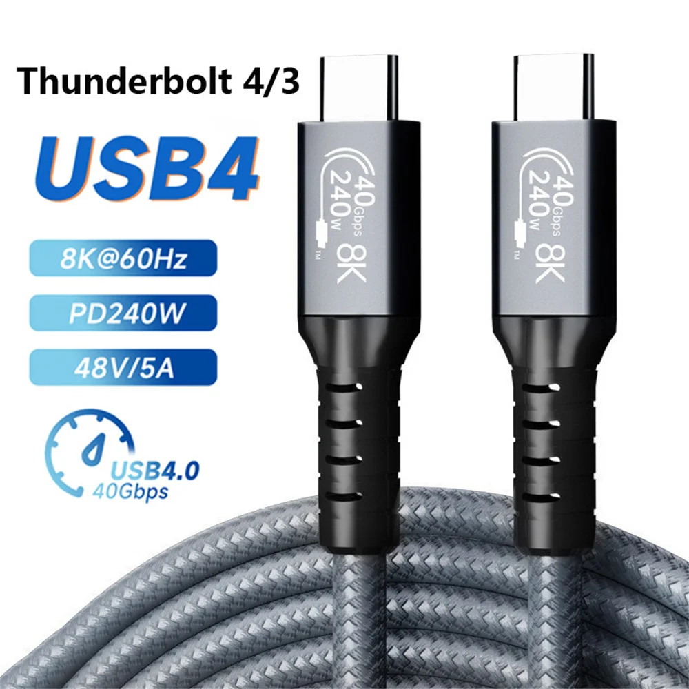 0.3 M 0.5 M 1 M 2 M USB4 สาย 240W Fast Charging 40Gbps 8K @ 60Hz จอแสดงผล USB C ถึง USB C Thunderbolt 4 3 สายสําหรับ Macbook Pro Hard Disk