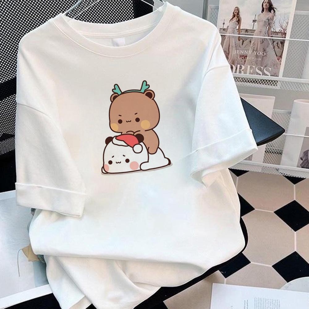 Bubu DUDU เสื้อยืดลําลอง แขนสั้น พิมพ์ลาย BUBU สไตล์วินเทจ แฟชั่นฤดูร้อน สําหรับสตรี คู่รัก