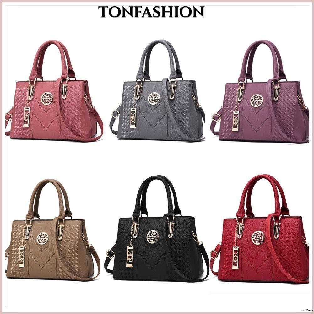Tonfashion กระเป๋าสะพายไหล่ สะพายข้าง หนัง PU สําหรับผู้หญิง