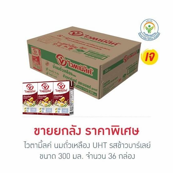 ไวตามิ้ลค์ นมถั่วเหลือง สูตรผสมข้าวบาร์เลย์และมอลต์ 300 มล. แพ็ค36 กล่อง