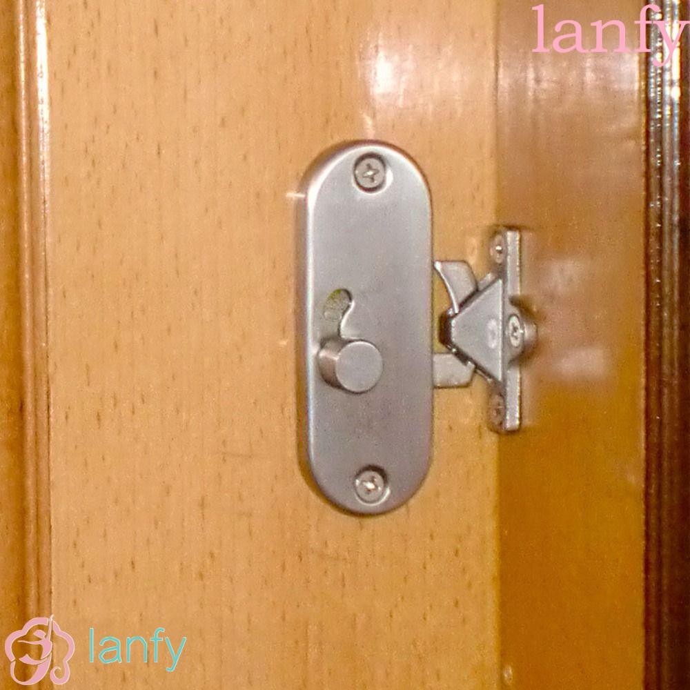 Lanfy ปลั๊กล็อคประตูบานเลื่อน สเตนเลส สีเงิน มุมขวา 90 องศา ทนทาน สําหรับตู้ไวน์