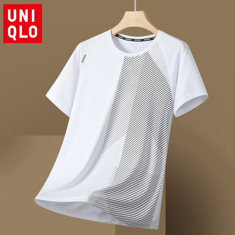 Uniqlo เสื้อยืดคอกลม แขนสั้น แห้งเร็ว ระบายอากาศ น้ําหนักเบา สําหรับผู้ชาย ไซซ์ M-5XL