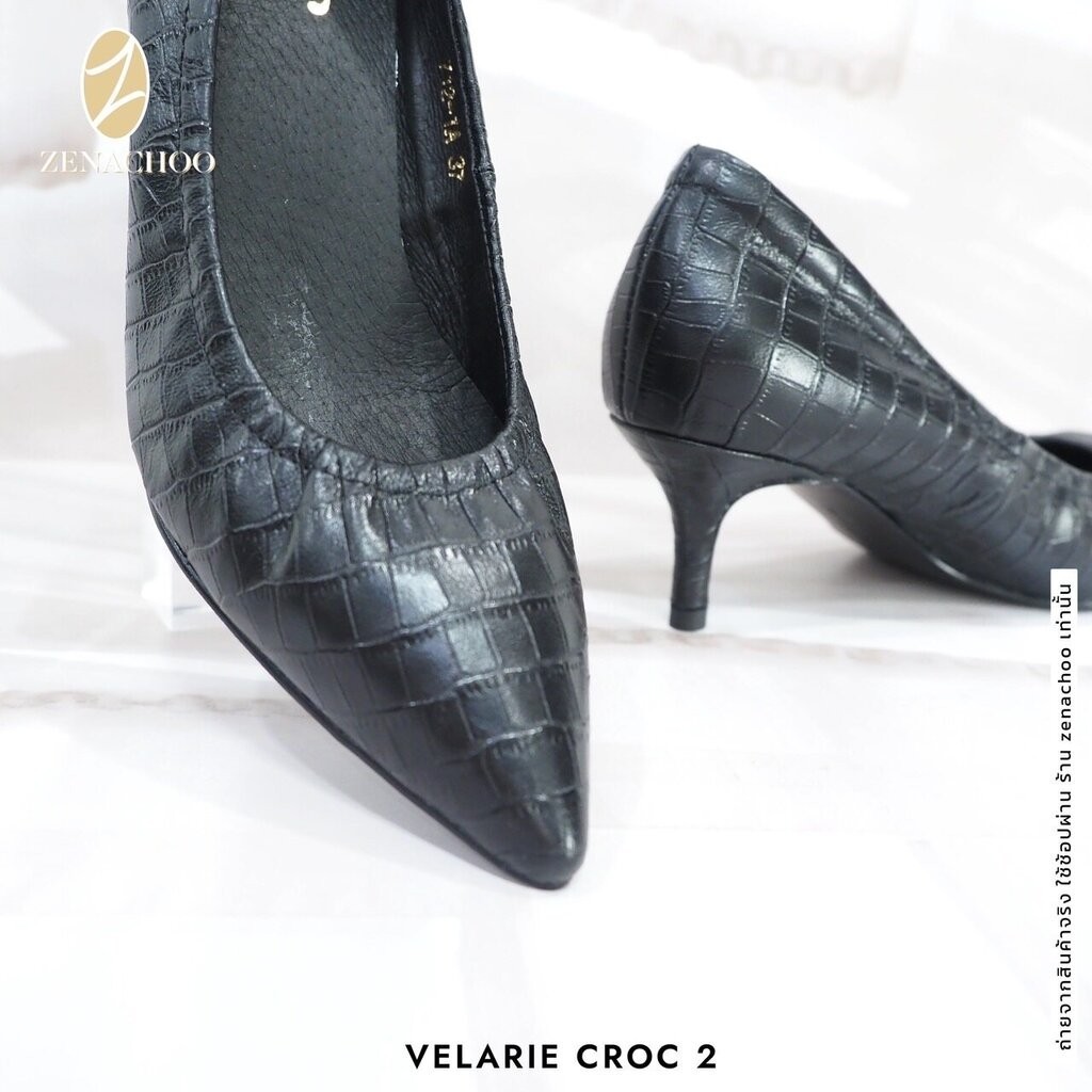 ทรงปกติ เปลี่ยนไซส์ได้-ไม่รับคืน Zenachoo รุ่นขายดี Velarie Croc 2 สูง 2นิ้ว รองเท้าหนังจระเข้ สวยหรู นิ่มสบาย