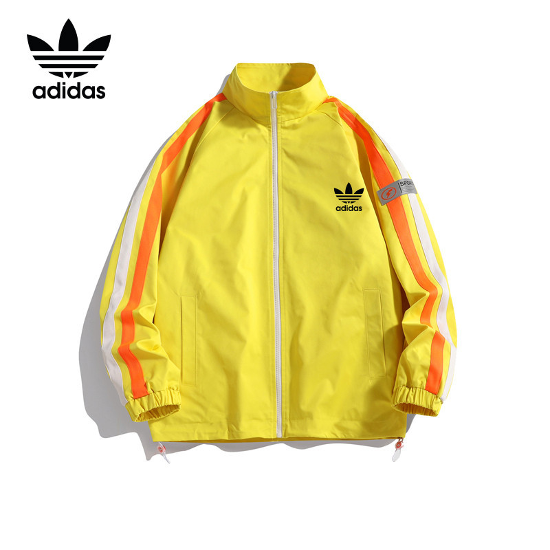 ADIDAS 3 สีadidas Clover Mens Running Classic Three-stripe Windbreaker Couple Casual Versatile Jacke