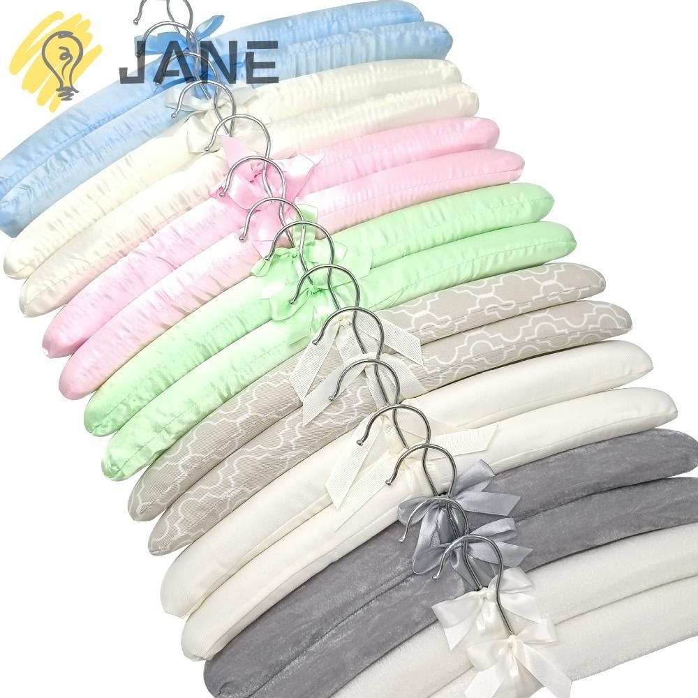 Jane ไม้แขวนเสื้อ ไม้แขวนเสื้อ ฟองน้ําบุผ้าซาติน 5 ชิ้น