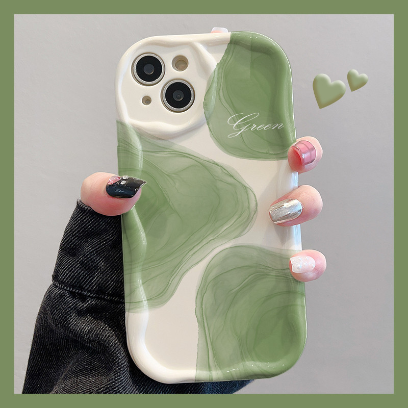 เคสไอโฟน FOR IPHONE 11 14 PRO iPhone 11 13 12Pro MAX X XS XR XSMAX 6 7 8 Plus เม็ดสีเขียว ซิลิก้าเจล เคส Phone Case