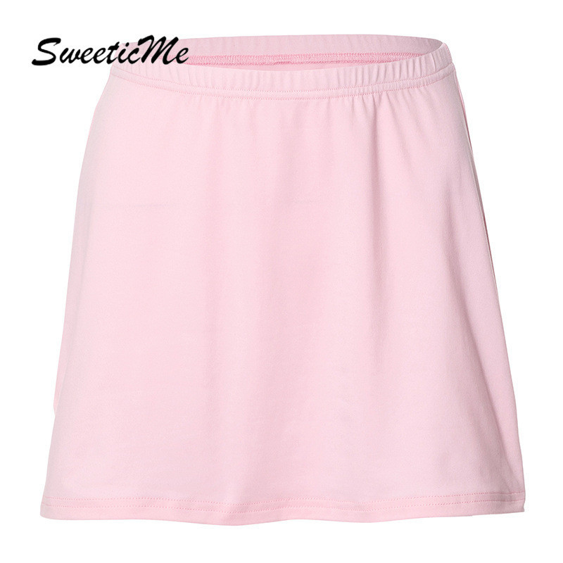 SweeticMe กระโปรงสั้นเอวสูงแฟชั่นลําลองสําหรับผู้หญิง