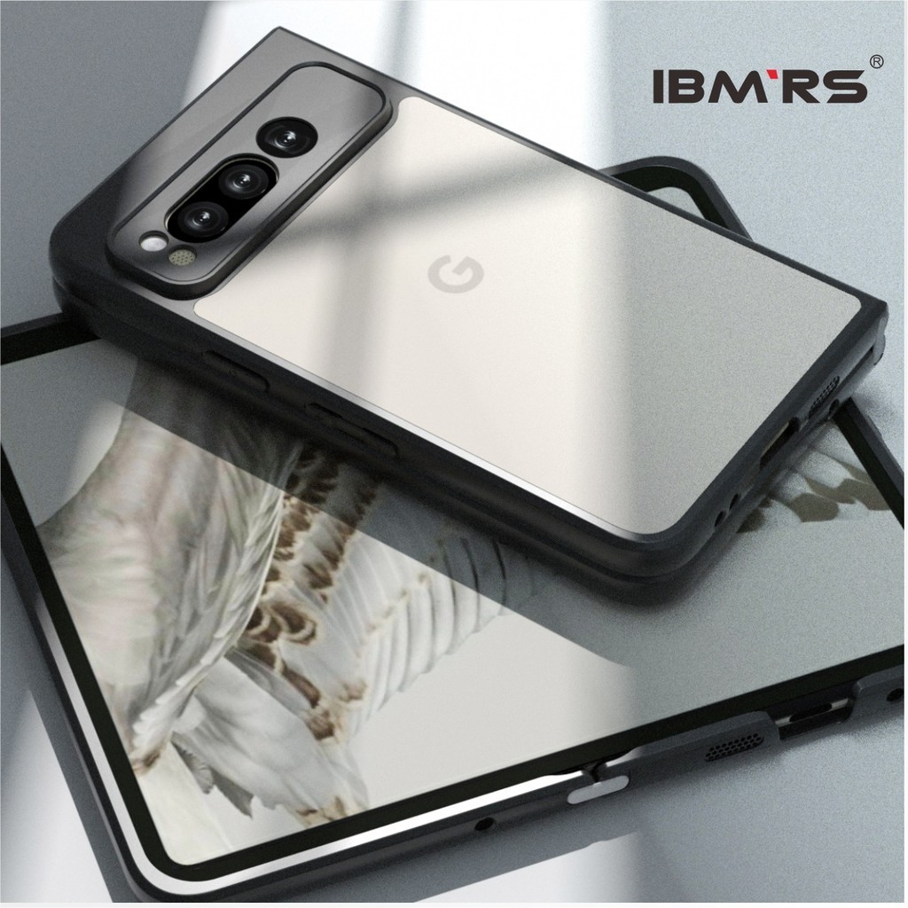 Ibmrs สําหรับ Google Pixel Fold Case , Translucent Mate Thin Back Sweep Set Phone Cover (ชั้นสีดํา)