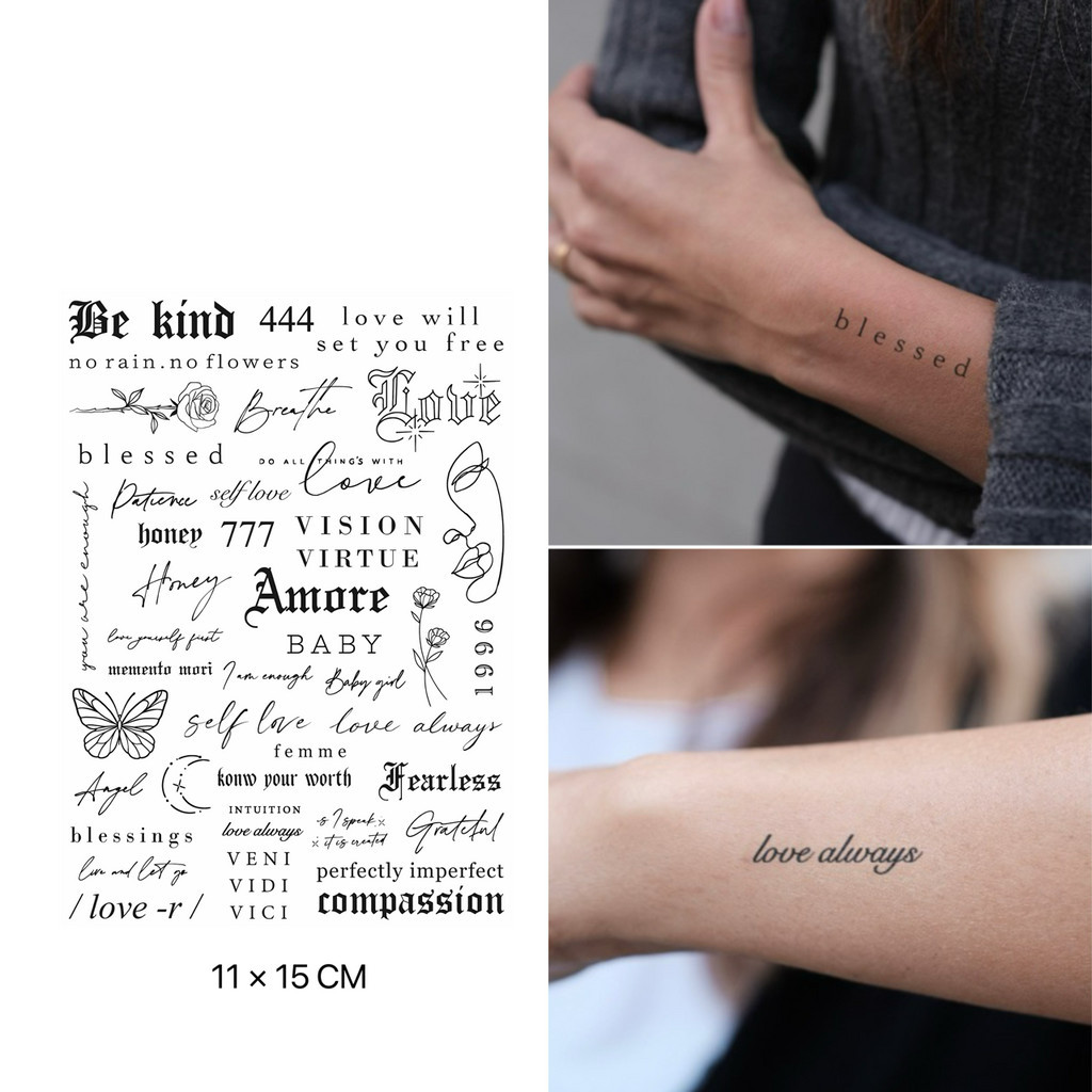 【Mars Tattoo】ใหม่ สติกเกอร์รอยสักชั่วคราว ลายคําคมแรงบันดาลใจ 2 สัปดาห์ ติดทนนาน D058