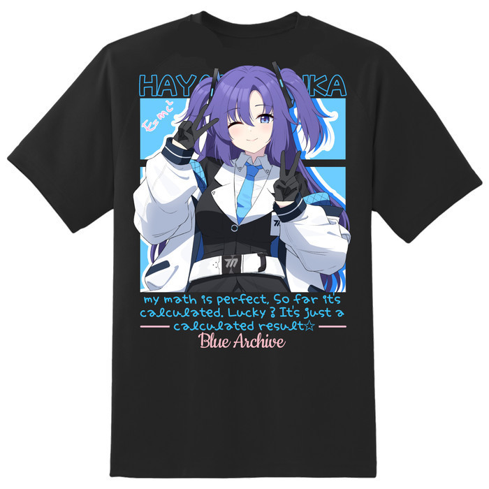 ( พร้อมส่ง ) เสื้อยืดคอกลม Baju T-shirt Anime Blue Archive Hayase Yuuka - Hitam S-5XLS-5XL