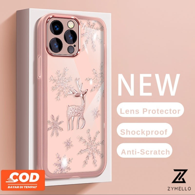 เคสโทรศัพท์ OPPO Reno12 F 5G Reno11 F Reno 11 5G Reno 11 Pro 5G Reno 10 5G Reno 10 Pro 5G Reno 8T Reno 8Z 5G Reno 7Z 5G Reno 8 ขั้นสูงน่ารักการ์ตูนกวางโลหะกันกระแทกTPU Phon