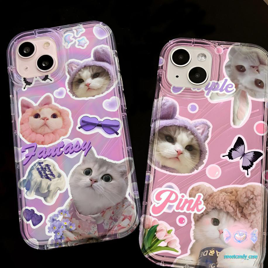[ท้องถิ่น] เคสโทรศัพท์ลายลูกแมวน่ารักที่สามารถใช้กับ iPhone14 11 12 13 15 Pro Max X XR XS Max 6 7 8 14 15 Plus cover