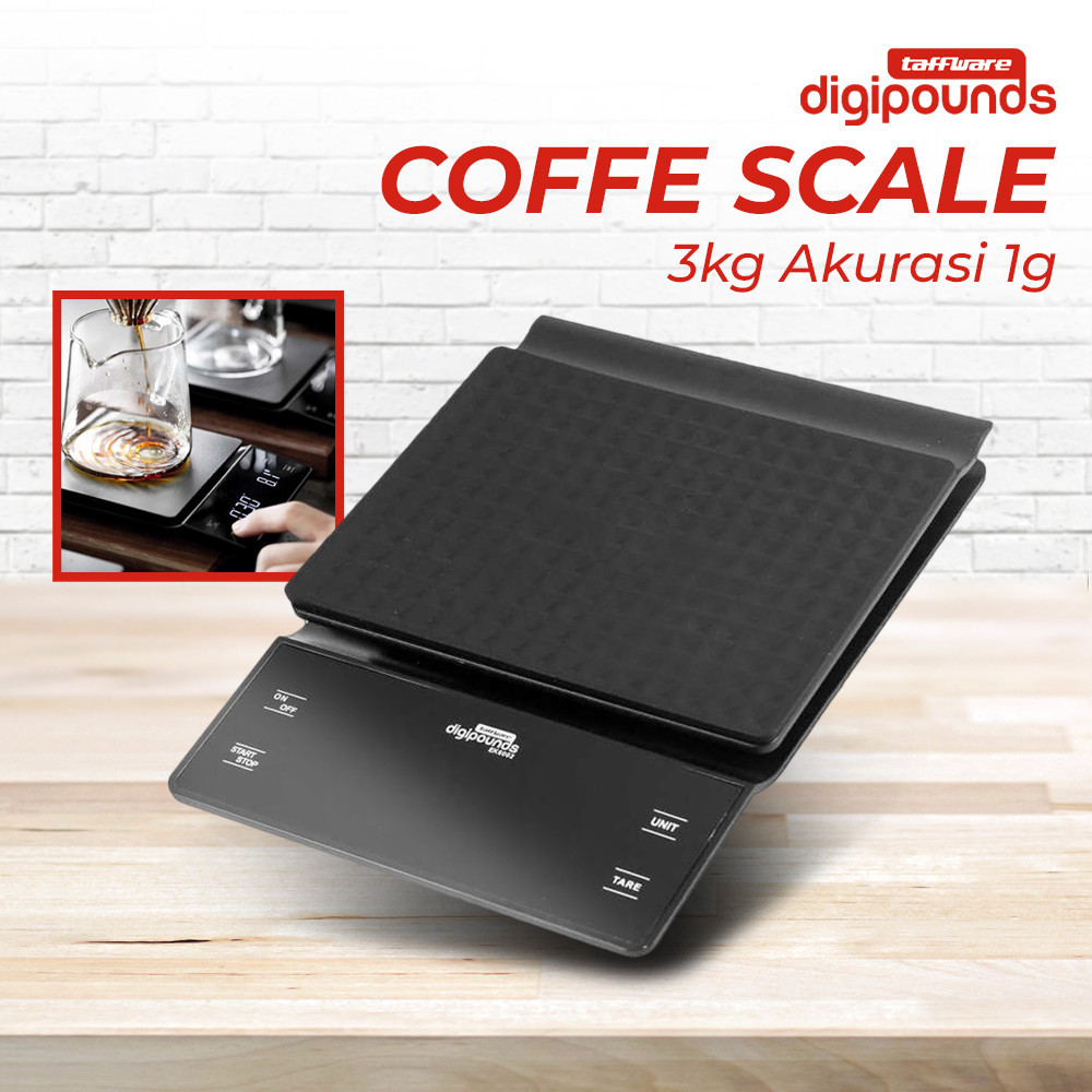 Taffiffware Digipounds Digital Coffee Scale Timer Coffee Scale 3kg 1g - EK6002 - สีดํา