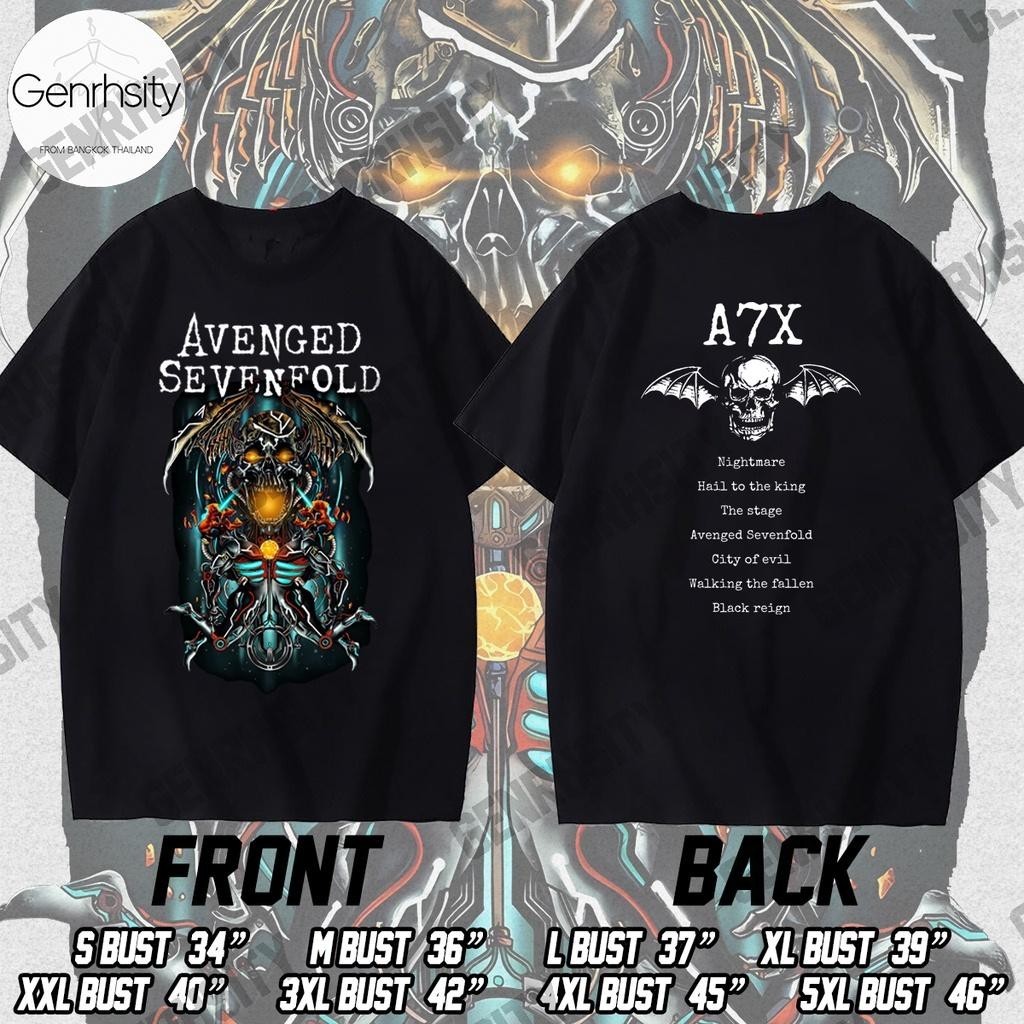 เสื้อA7x เสื้อยืดผู้ชายเท่ๆ Avenged Sevenfold T Shirt For Men Cotton Oversize Unisex Tops เสื้อยืดแขนสั้นพิมพ์ลายสีขาว