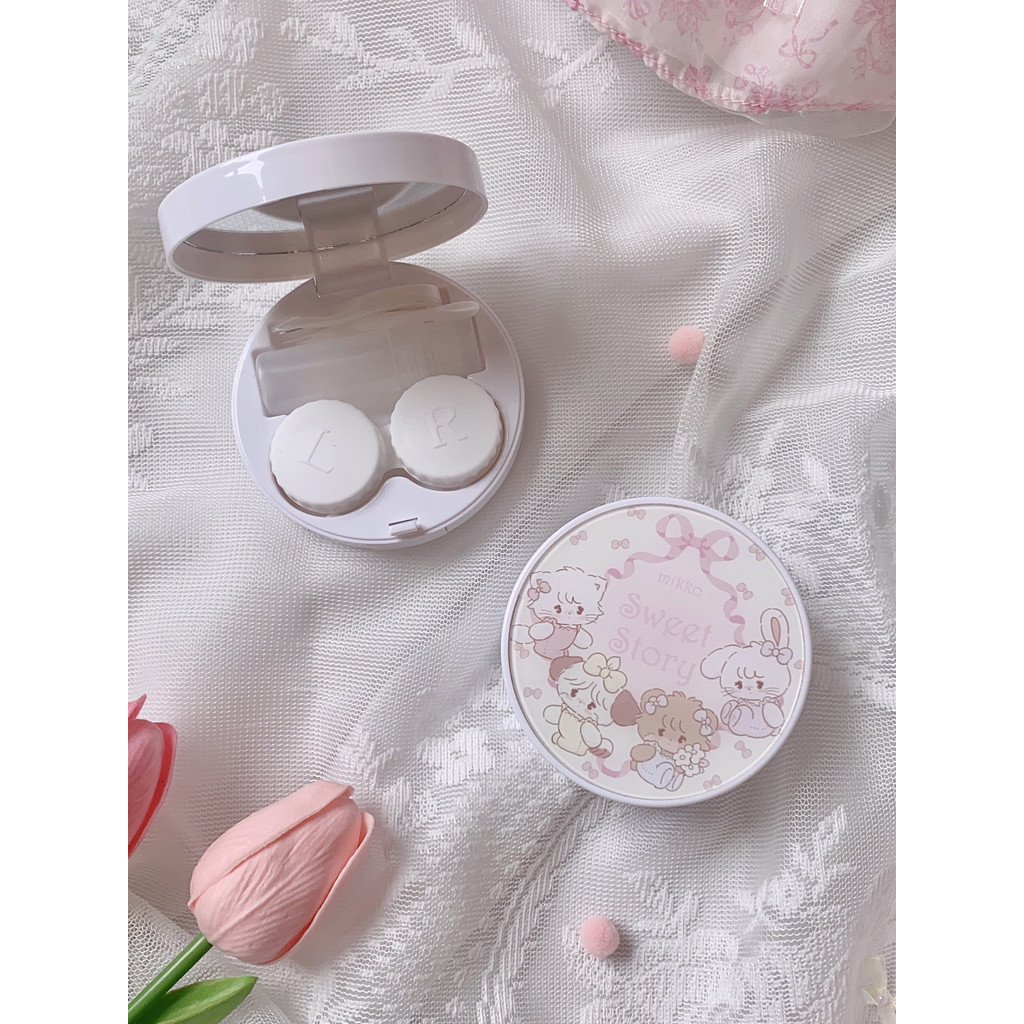 Mikko Joint Contact Lens Case Girl Heart กล่องเก็บคอนแทคเลนส์เครื่องสําอางแบบพกพาพร้อมกระจก - รูปที่ 2