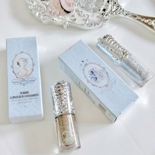 ️~ดอกไม้ Knows Swan Ballet Liquid Eyeshadow Shiny Fine Glitter Highlight Monochrome Eyeshadow Brightening *