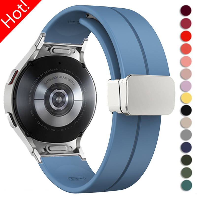 สายนาฬิกาข้อมือ ซิลิโคนนิ่ม แม่เหล็ก 20 มม. 22 มม. สําหรับ Samsung Galaxy Watch 6 4 Classic 6 5 4 5Pro Huawei Watch GT3 4Pro