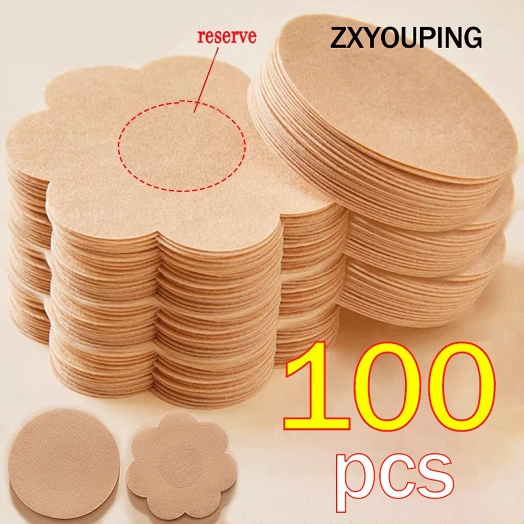 Zxyouping 100 ชิ้น ผู้หญิง มองไม่เห็น จุกนม ขนม เทปยกเต้านม ซ้อนทับบนชุดชั้นใน สติกเกอร์หน้าอก ปิดหัวนม อุปกรณ์เสริม