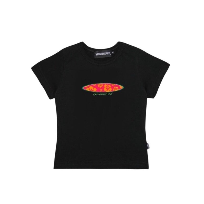 （จัดส่งตลอด 24 ชั่วโมง）Angle official Vgh summer surf club baby tee เสื้อเบบี้ทีลายวน เสื้อครอปท็อป แขนสั้น พิมพ์ลายหัวจ