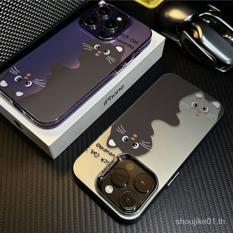 เคสโทรศัพท์มือถือชุบไฟฟ้า กันกระแทก ลายแมวกอดสองตัว สําหรับ Apple Iphone 15promax 13 12 11 14