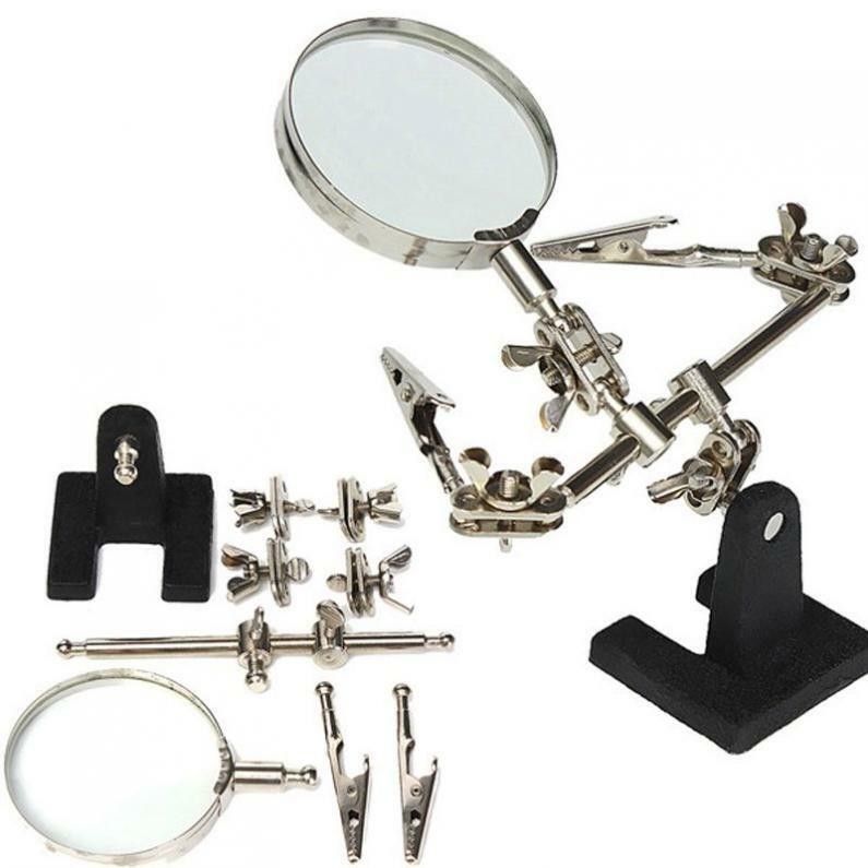 Third Hand Soldering Solder Iron Stand Holder Magnifier Helping Station Tool