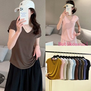 เสื้อยืดลําลอง คอวี แขนกุด ทรงหลวม โอเวอร์ไซซ์ แฟชั่นฤดูร้อน…