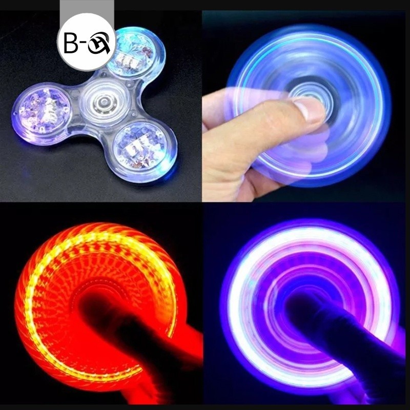 BHQ ไฟ LED เรืองแสง Fidget Spinner เรืองแสงในที่มืด ของเล่นบีบอัดนิ้วมือ EDC Fidget Spinner