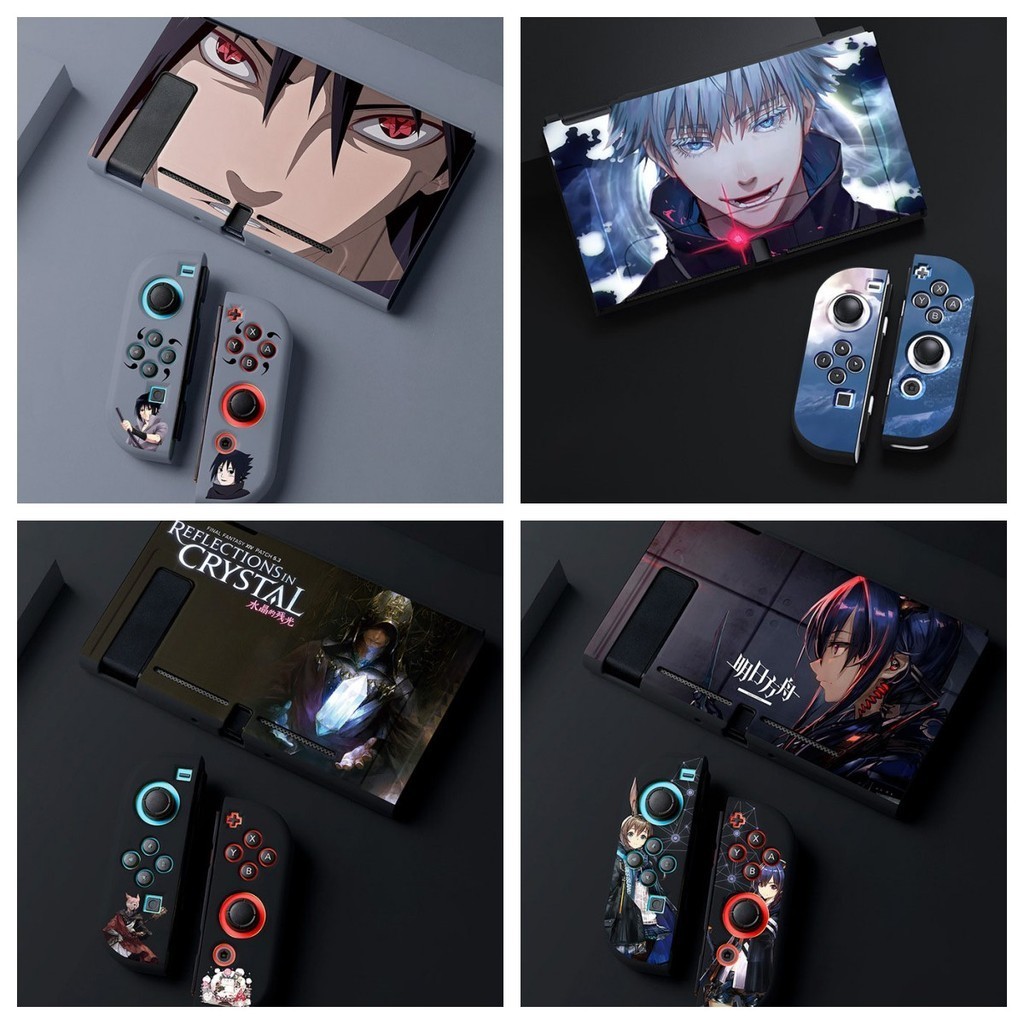 สวิทช์ป้องกันกรณีการ์ตูนอะนิเมะ Soft TPU Slim สําหรับ Nintendo SWITCH V1/Switch OLED คอนโซล Joy-Con Dockable กรณี Shock-Absorption และ Anti-Scratch ผิวกรณีสีดํา