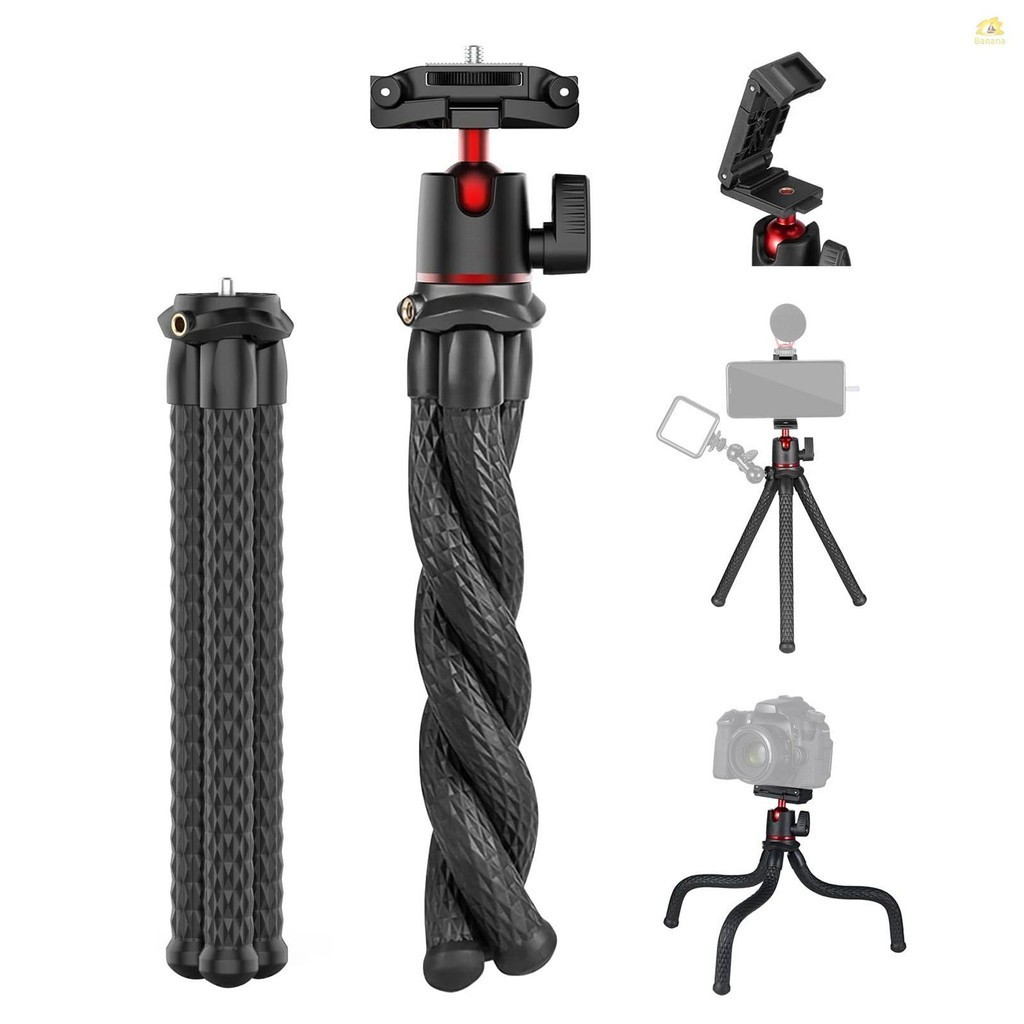 Mt-11 ขาตั้งกล้อง แบบยืดหยุ่น สกรู 1/4 นิ้ว 2-in-1 แพลตฟอร์ม 360° หัวบอล ปรับได้ รับน้ําหนักได้ 2 กก. 4.4 ปอนด์ สําหรับกล้อง DSLR SLR สตรีมมิ่ง ถ่ายทอดสด ออนไลน์ ราคา ถูกที่สุด ดีลบีเคเค